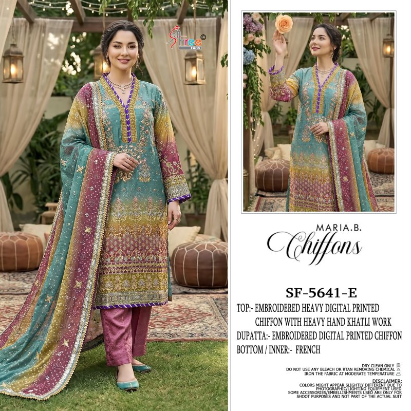 Sf 5641 A To E By Shree Digital Chiffon Pakistani Salwar Suits 